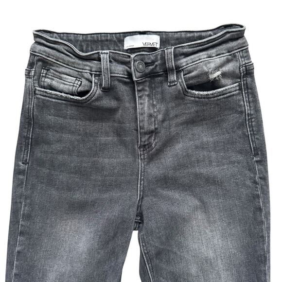 Vervet Jeans Womens 27 Black Distressed High Rise Straight Leg Frayed Hem grunge - Picture 2 of 12